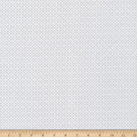 Scarlet Stitches White Linen Tiny Lattice Gray and White Henry Glass Cotton Fabric