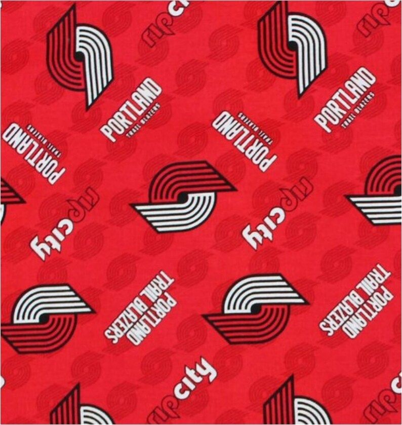 Portland Trail Blazers NBA Basketball Logo Toss Multi Camelot Cotton Fabric