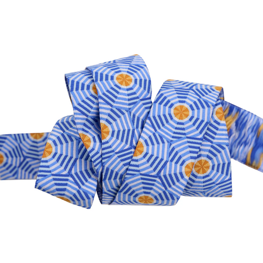 Sold By Roll-Ribbon La Dolce Vita Sun Shade  Blue White 1-1/4" Stacy Peterson Free Spirit FS-SJP-105 32MM-Col-01