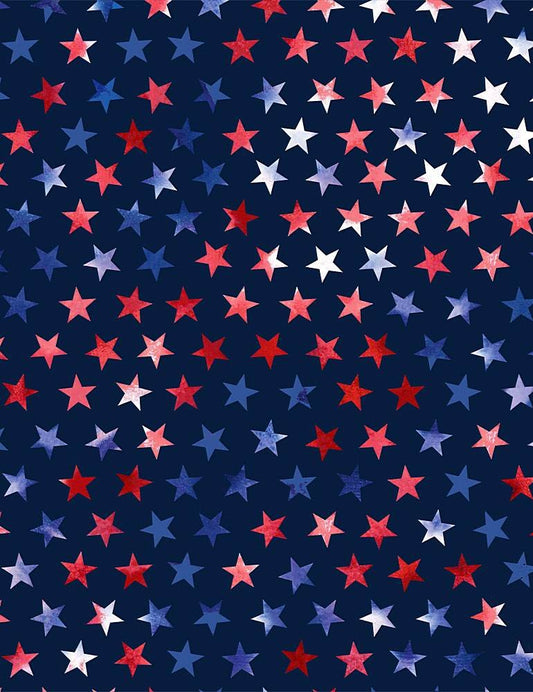 USA Tie Dye Patriotic Stars Navy Blue Timeless Treasures Cotton Fabric TT-STAR-C8792-NAVY