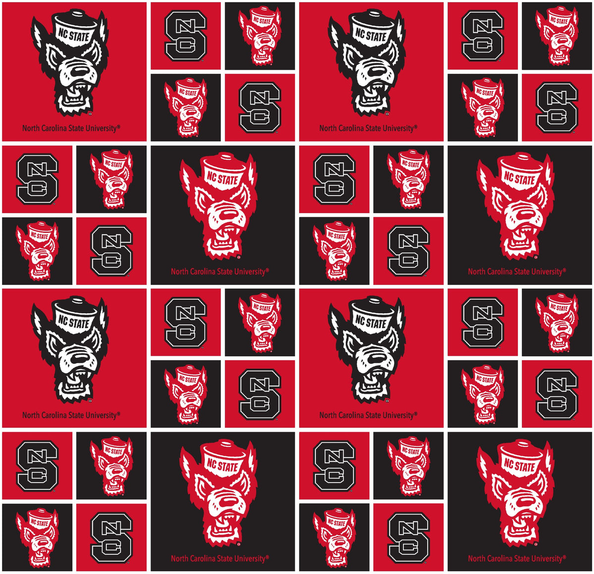 North Carolina State Wolfpack NCAA College Blocks Sykel Enterprises Cotton fabric NCSU-020 | US Fabric Shop