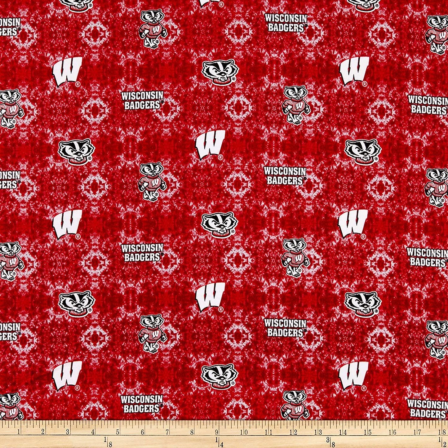 Wisconsin Badgers NCAA College Tie Dye Sykel FLANNEL Fabric