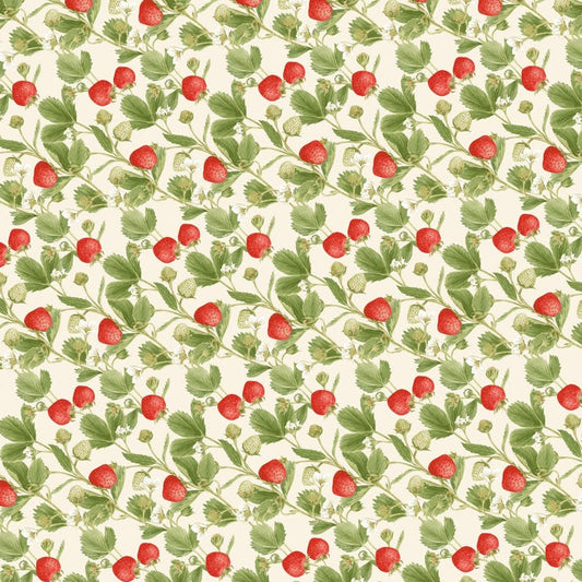 Strawberry Garden Large Strawberry Vine Multi Jane Shasky Henry Glass Cotton Fabric HG-500-86