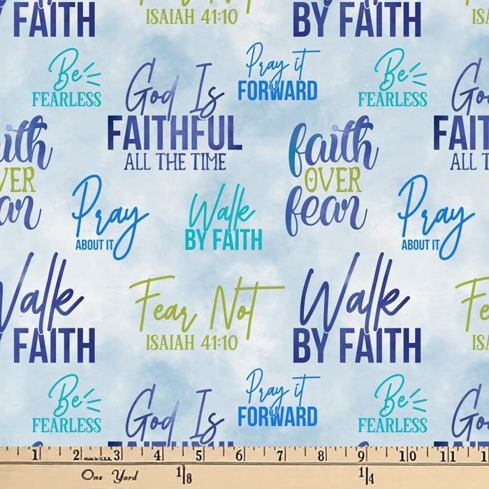 Walk Faith Inspirational Text David Textiles Cotton Fabric