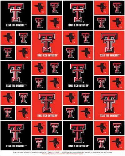 Texas Tech University Red Raiders NCAA College Box Sykel Cotton Fabric