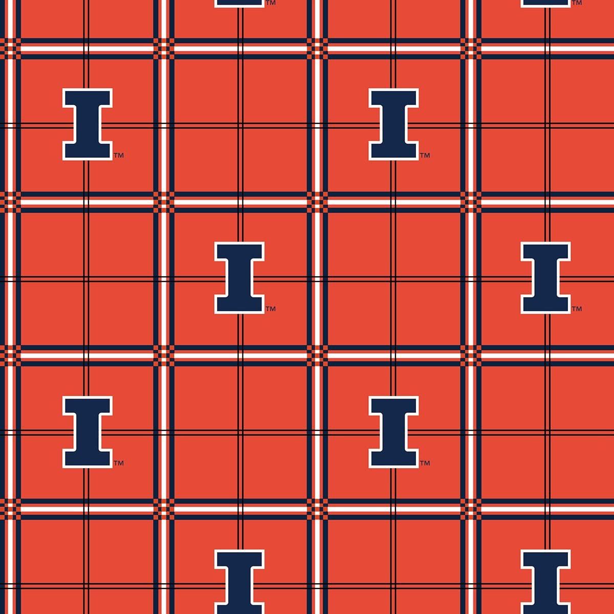 Illinois Fighting Illini NCAA College Plaid Sykel FLANNEL Fabric