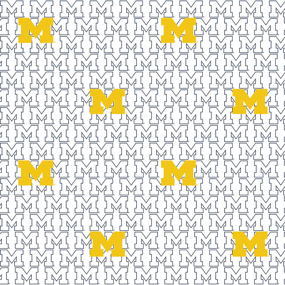 Michigan Wolverines NCAA College White Block Letter Sykel Cotton Fabric